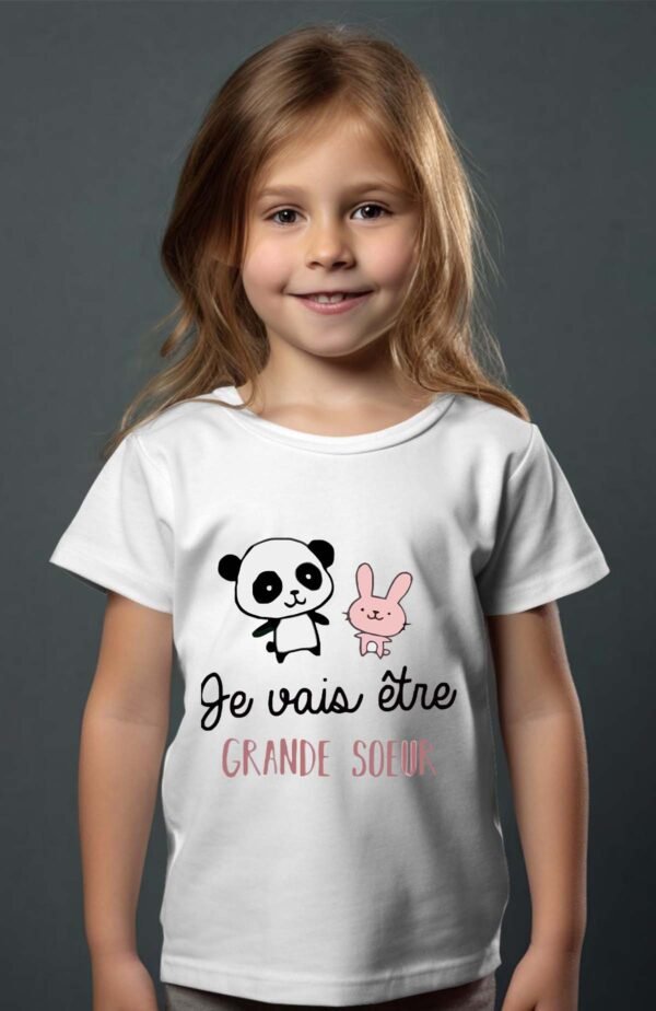 T-shirt Col Rond Fille - Je vais être grande sœur