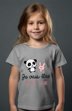 T-shirt Col Rond Fille - Je vais être grande sœur