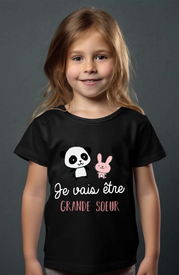 T-shirt Col Rond Fille - Je vais être grande sœur
