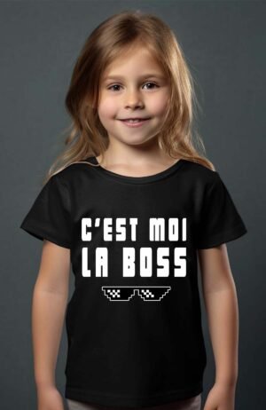 T-shirt Col Rond Fille - C'est moi la boss lunette thug