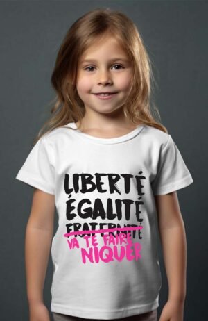 T-shirt Col Rond Fille - Liberté égalité va te faire niquer