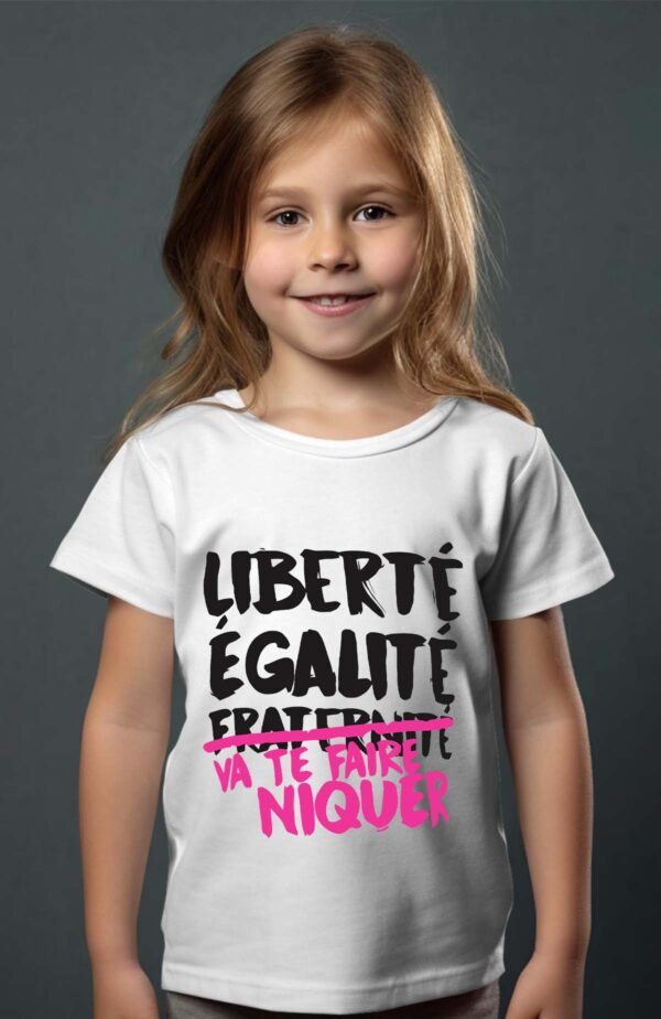 T-shirt Col Rond Fille - Liberté égalité va te faire niquer