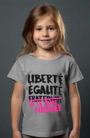 Liberté Égalité Niquer F – Tshirt Fille – Gris