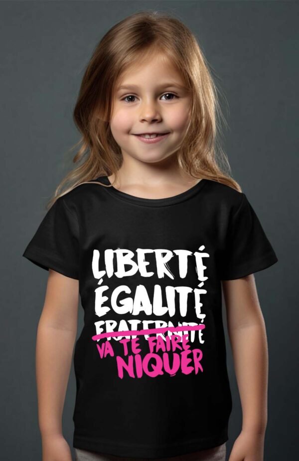 T-shirt Col Rond Fille - Liberté égalité va te faire niquer