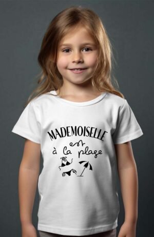 Mademoiselle plage – Tshirt Fille – Blanc