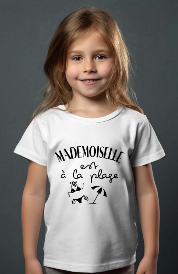 T-shirt Col Rond Fille - Mademoiselle est à la plage