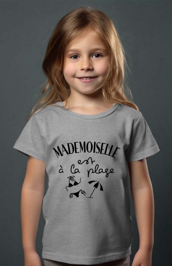 T-shirt Col Rond Fille - Mademoiselle est à la plage