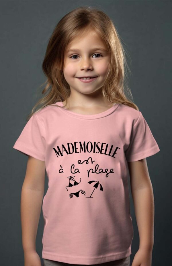 T-shirt Col Rond Fille - Mademoiselle est à la plage