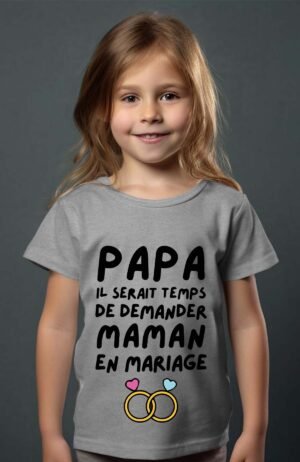 Mariage Papa – Tshirt Fille – Gris