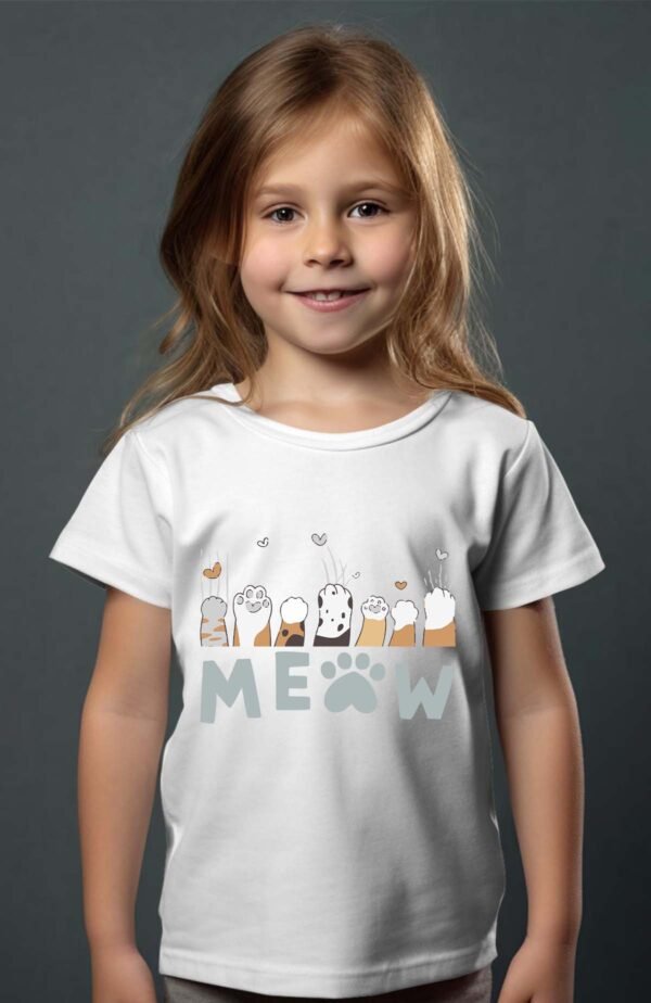 T-shirt Col Rond Fille - Meaw paw