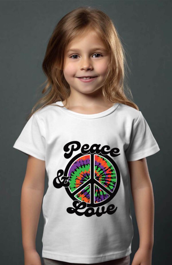 T-shirt Col Rond Fille - Peace love hippie