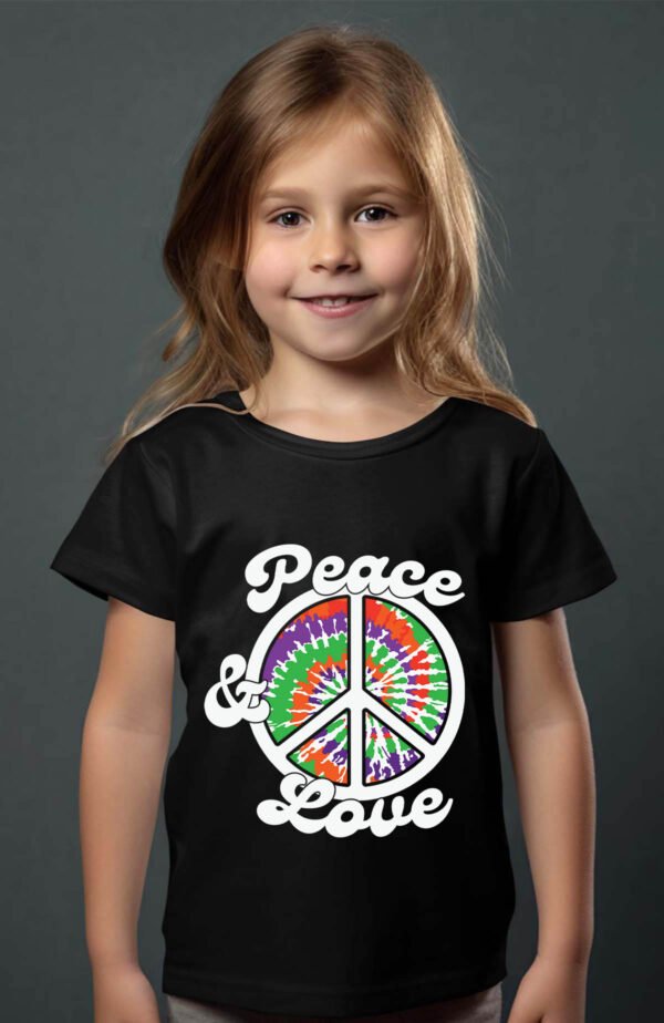 T-shirt Col Rond Fille - Peace love hippie