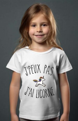 Peux pas Licorne style – Tshirt Fille – Blanc