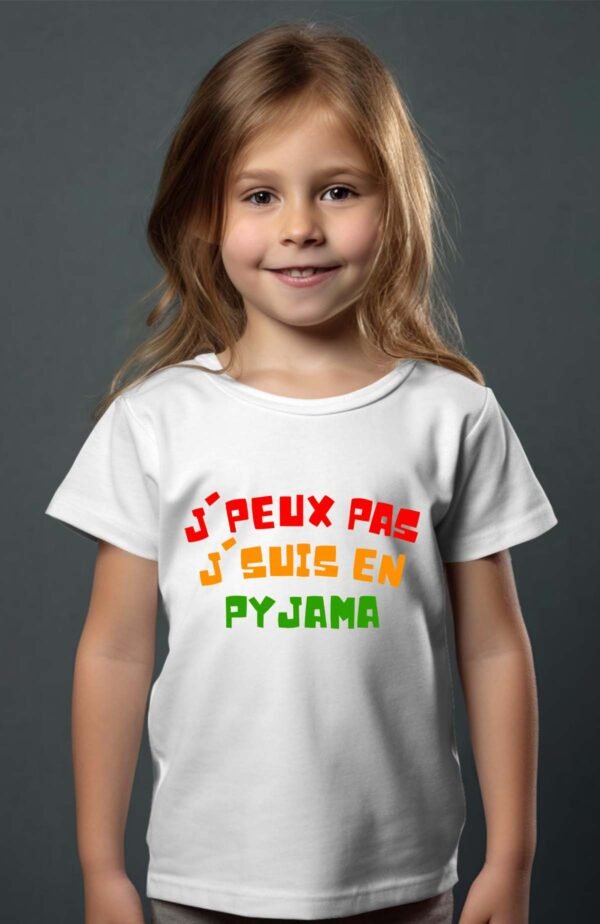 T-shirt Col Rond Fille - Peux pas j'suis en pyjama