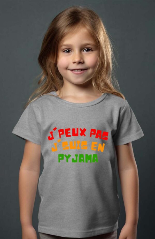T-shirt Col Rond Fille - Peux pas j'suis en pyjama