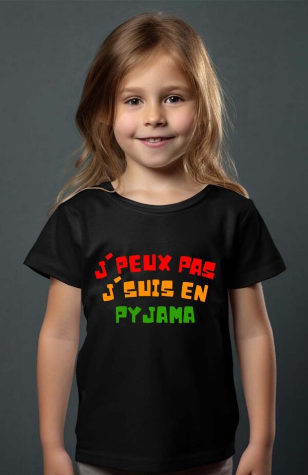 T-shirt Col Rond Fille - Peux pas j'suis en pyjama