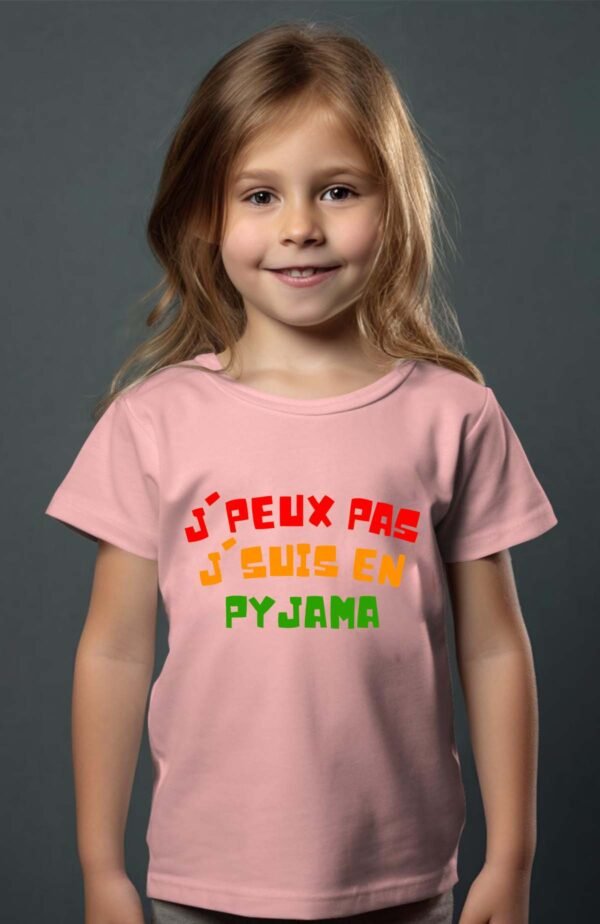 T-shirt Col Rond Fille - Peux pas j'suis en pyjama