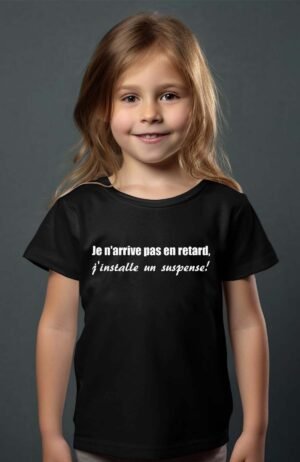 T-shirt Col Rond Fille - Je n'arrive pas en retard