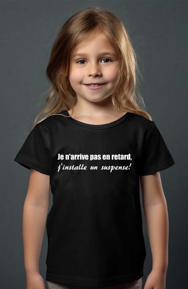 T-shirt Col Rond Fille - Je n'arrive pas en retard