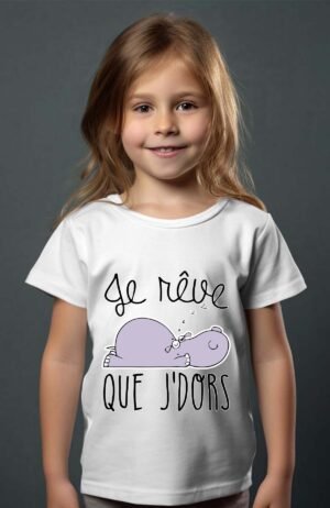 T-shirt Col Rond Fille - Je rêve que je dors