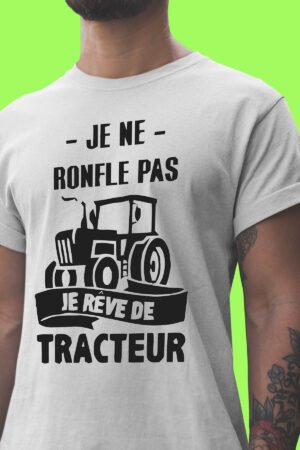 Ronfle pas rêve tracteur – blanc
