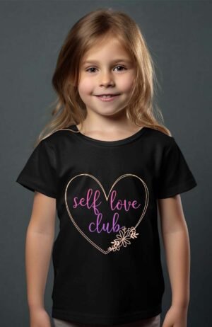 T-shirt Col Rond Fille - Self love cœur pink