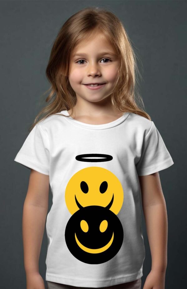 T-shirt Col Rond Fille - Smiley ange démon