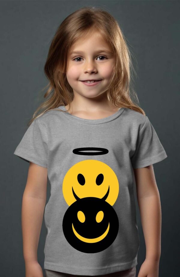 T-shirt Col Rond Fille - Smiley ange démon