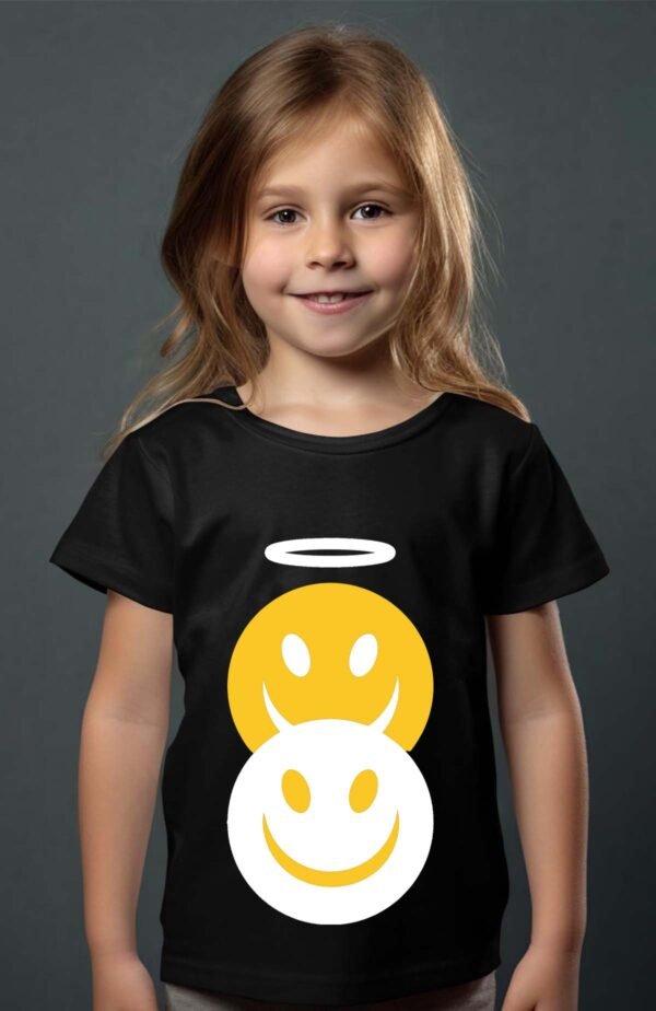 T-shirt Col Rond Fille - Smiley ange démon