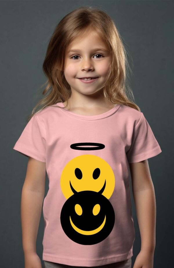 T-shirt Col Rond Fille - Smiley ange démon