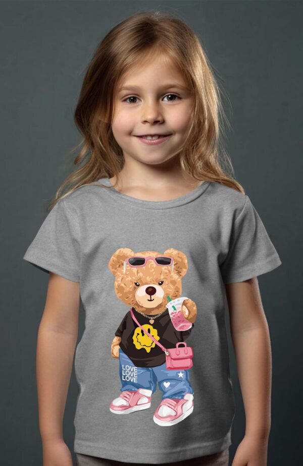 T-shirt Col Rond Fille - Smiley bear