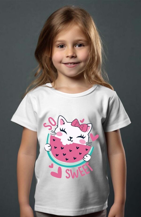 T-shirt Col Rond Fille - So sweet cat