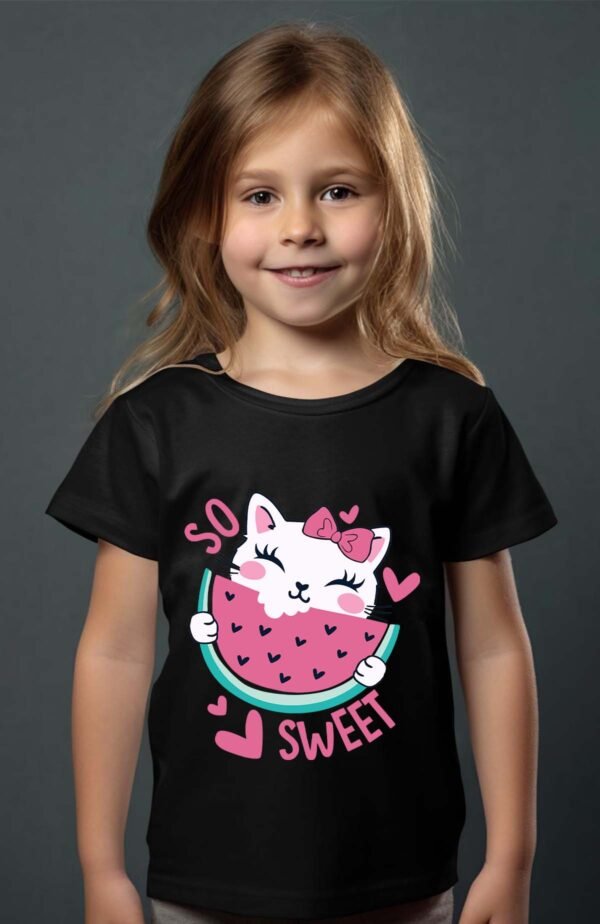 T-shirt Col Rond Fille - So sweet cat