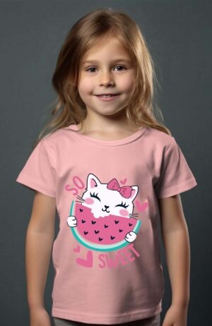 T-shirt Col Rond Fille - So sweet cat