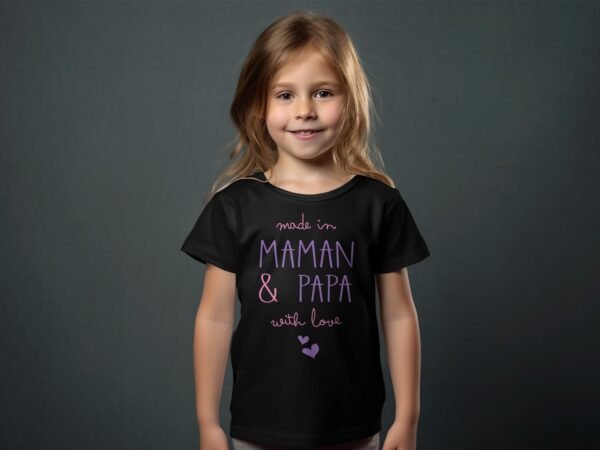 T-shirt Col Rond Fille - Maman et papa with love