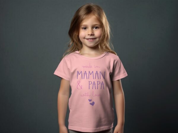 T-shirt Col Rond Fille - Maman et papa with love