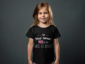 T-shirt Col Rond Fille - Le prince charmant moi je lui casse les dents