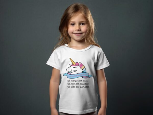 T-shirt Col Rond Fille - Princesse licorne