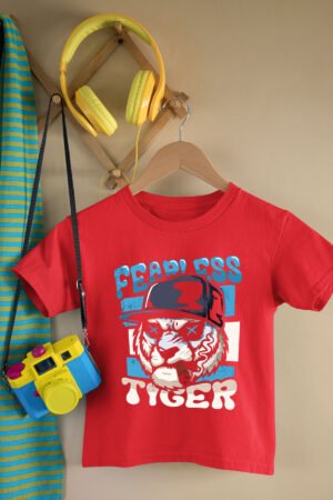 T-shirt Col Rond Garçon – Fearless Tiger – ROUGE