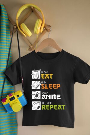 T-shirt Col Rond Garçon – anime repeat – NOIR