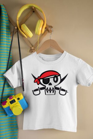 T-shirt Col Rond Garçon – pirate bandana – Blanc