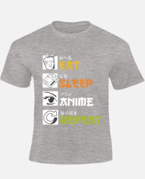 T-shirt Col Rond Homme – anime repeat – Gris chiné