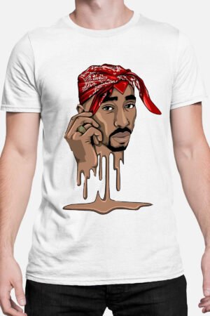 T-shirt Col rond Homme – 2 Pac slam – Blanc