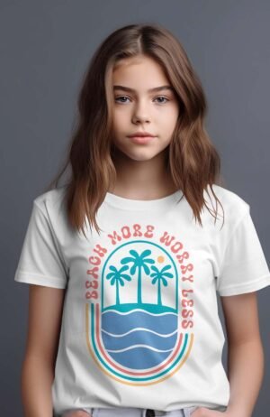 T-shirt Col Rond Fille - Beach worry
