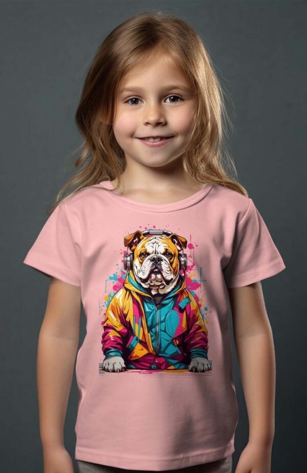 T-shirt Col Rond Fille - Bulldog paint v girl