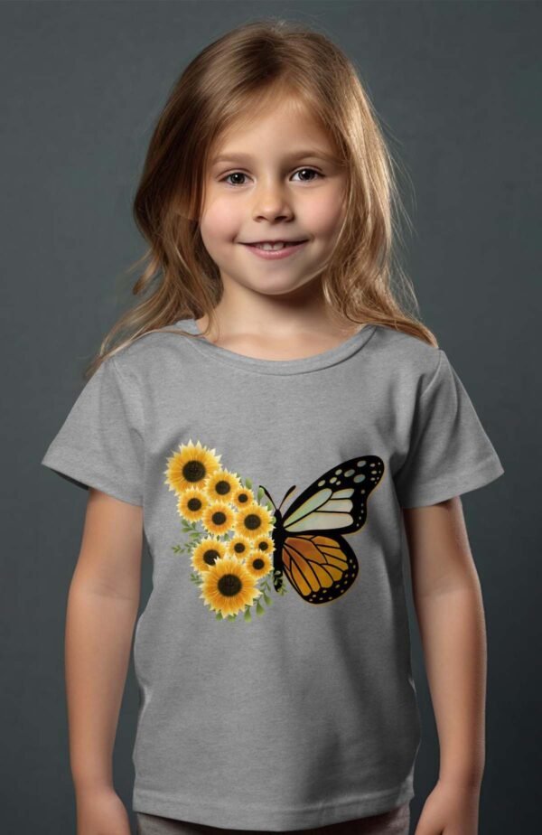 T-shirt Col Rond Fille - Leopard sunflowers