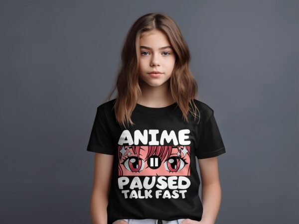 T-shirt Col Rond Fille - Paused fast anime