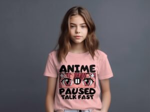 T-shirt Col Rond Fille - Paused fast anime