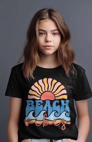 T-shirt Col Rond Fille - Sun beach vibes