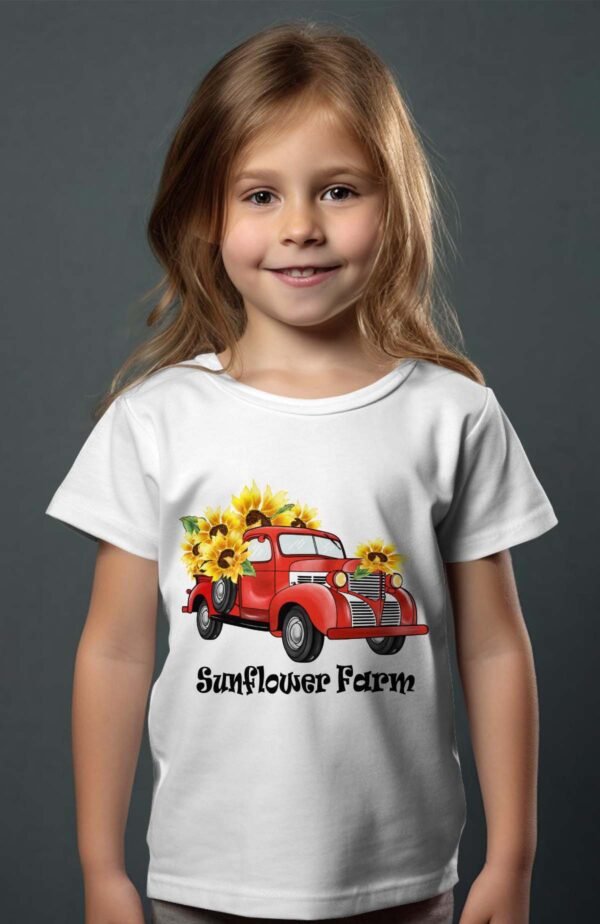T-shirt Col Rond Fille - Sunflower farm